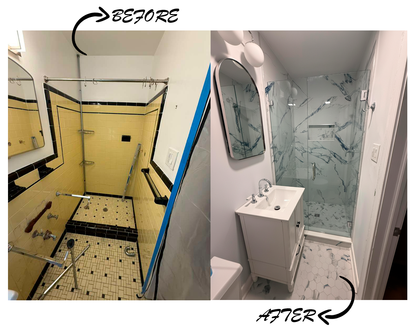 Professional tile installation in Richmond bathroom with decorative wall tiles and modern finish by Break & Build Interiors